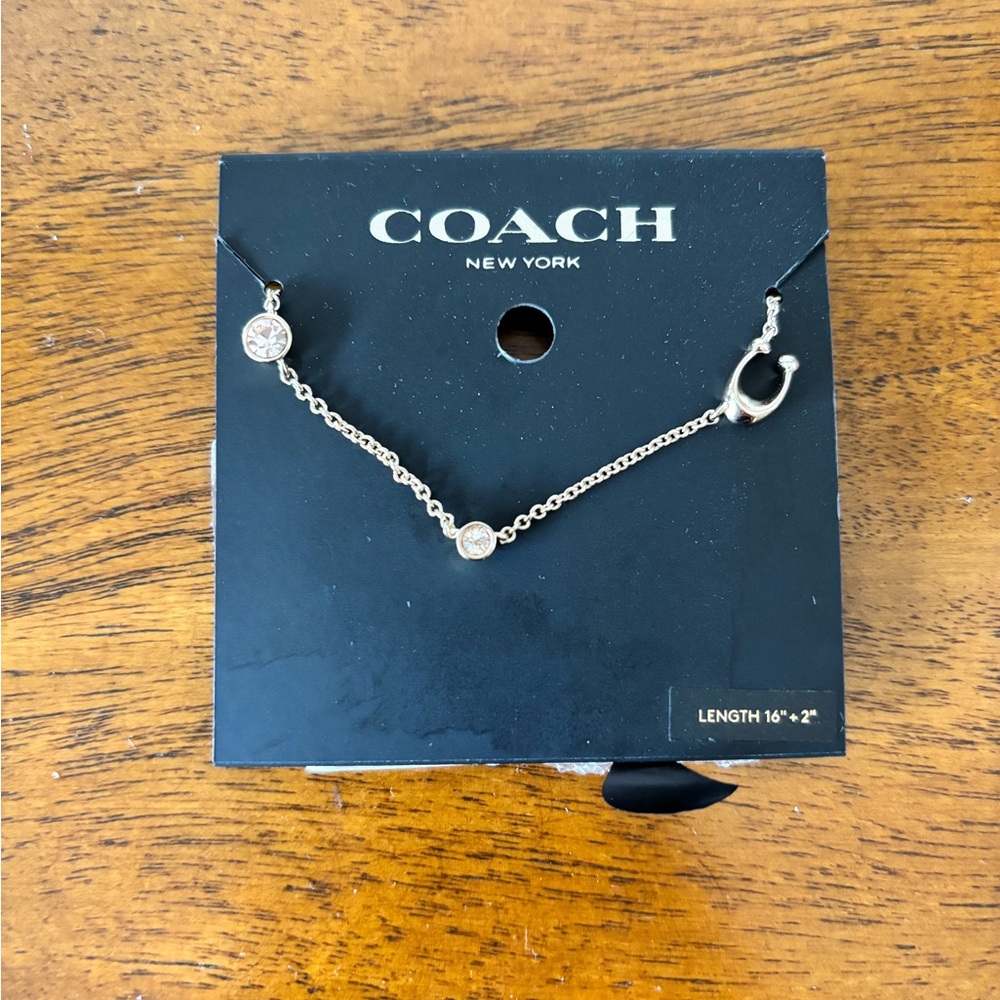 Coach Gold and Pink Crystal Necklace